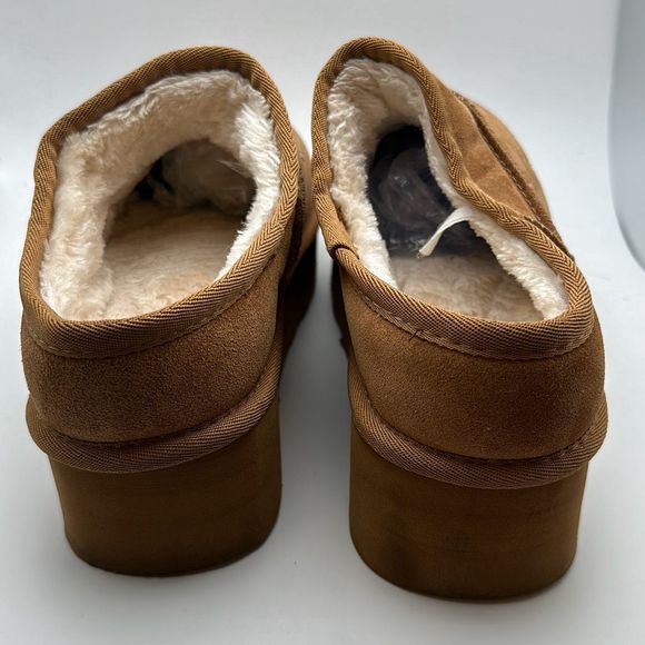 CUSHIONAIRE Women's Genuine Suede Cozy Mule Platform +Memory Foam 9 CHESTNUT - Picture 5 of 7